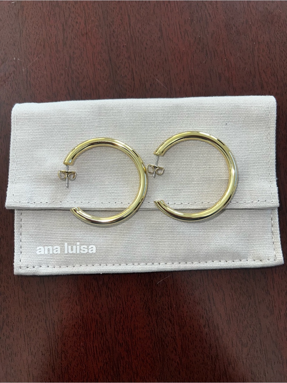 ana luisa Gold Thick Hoop Earrings - Polished Circle Hoops - Picture 1 of 1